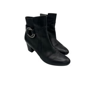 Karl Lagerfield Black Vacchetta Leather Ankle Boots Women's Size 10